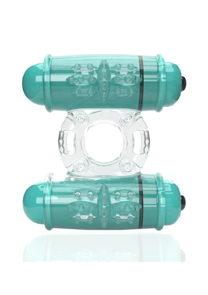 4B Double Wammy Rechargeable Silicone Dual Vibrating Couples Cock Ring