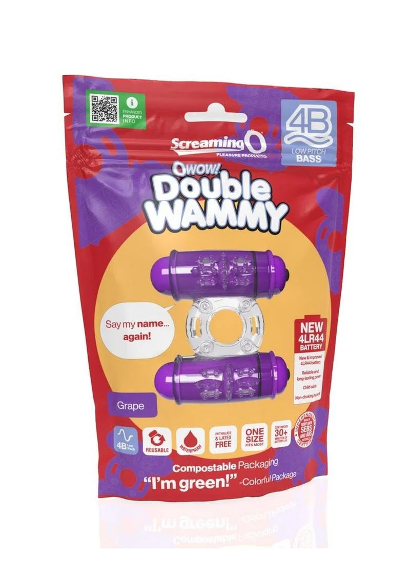 4B Double Wammy Rechargeable Silicone Dual Vibrating Couples Cock Ring - Image 11