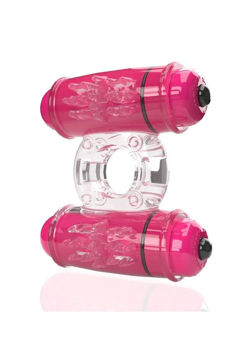 4B Double Wammy Rechargeable Silicone Dual Vibrating Couples Cock Ring - Image 3