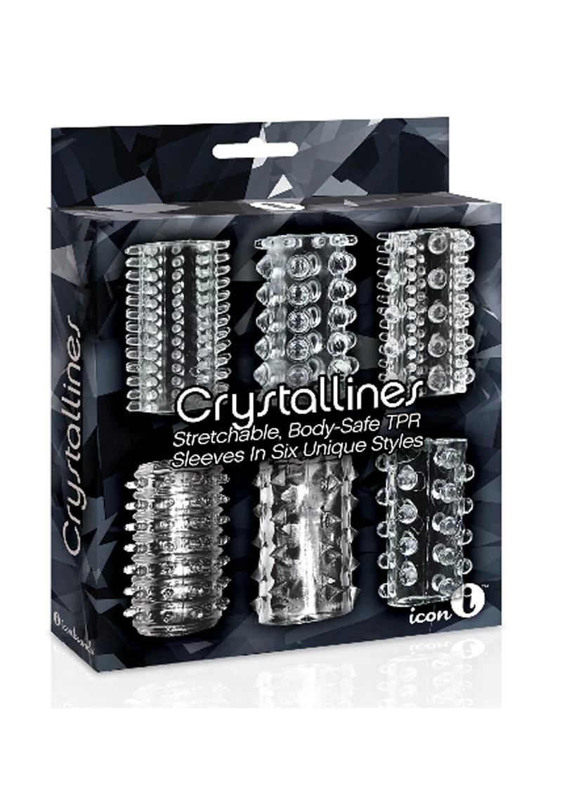 9's Crystalline Cock Sleeves 6 Stretchable Body-Safe TPR Sleeves - Image 2
