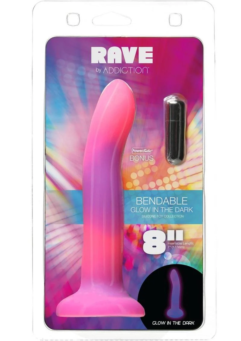 Addiction Rave Glow-in-the-Dark Bendable Silicone Dildo - Image 12