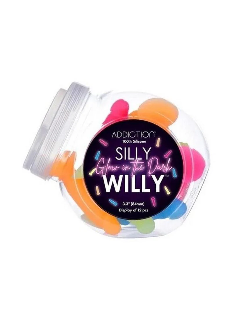 Addiction Silly Willy Glow in the Dark Silicone Dildo Multicolor Fun - Image 4
