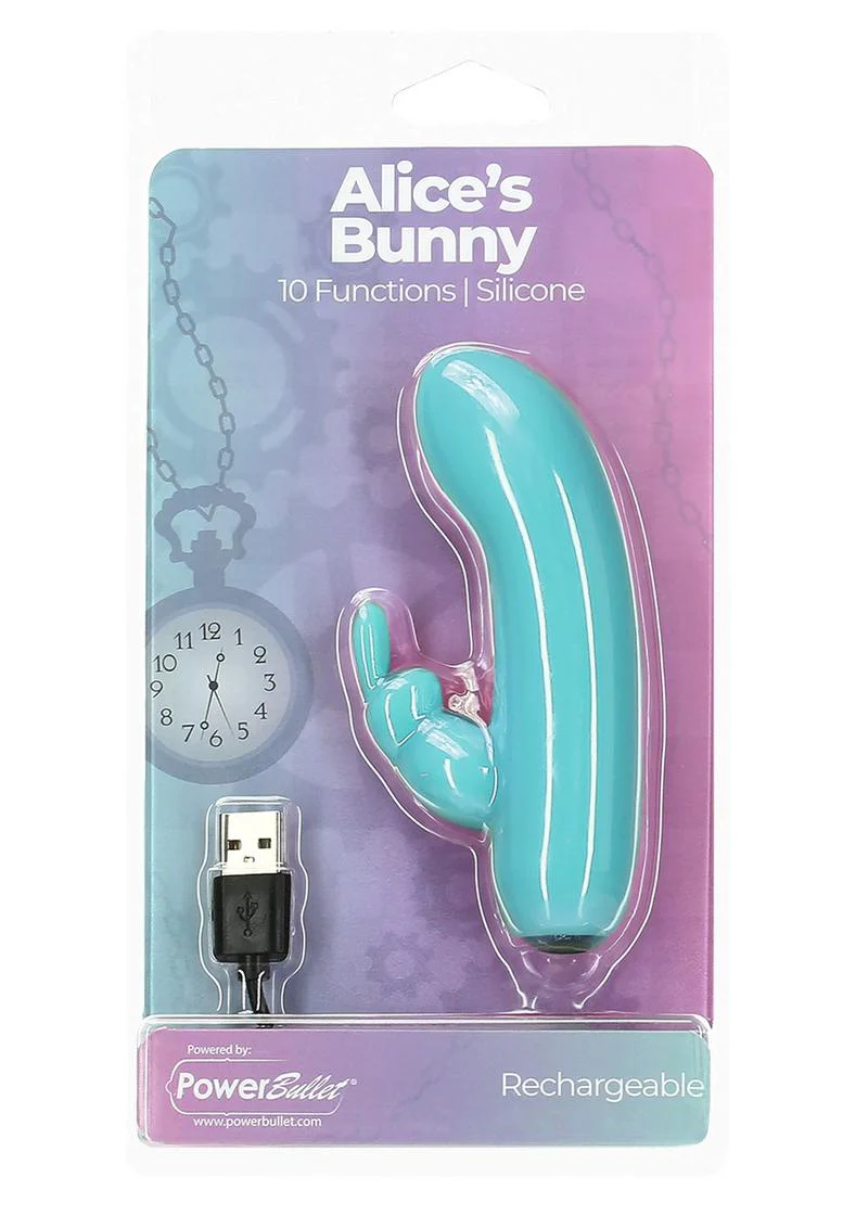 Alice’s Bunny Teal Rechargeable Bunny Vibe For Intimate Play - Image 4