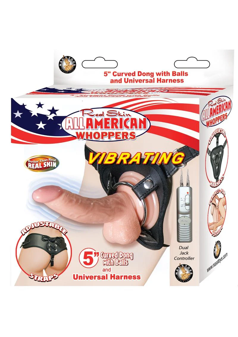All American Whoppers Vibrating Curved Dong with Balls - Image 2