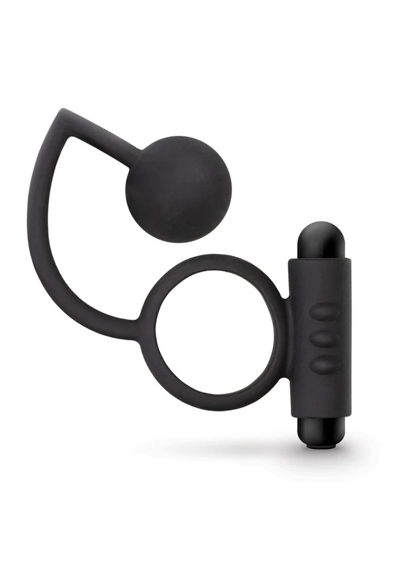 Anal Adventures Platinum Silicone Anal Ball With Vibrating C-Ring