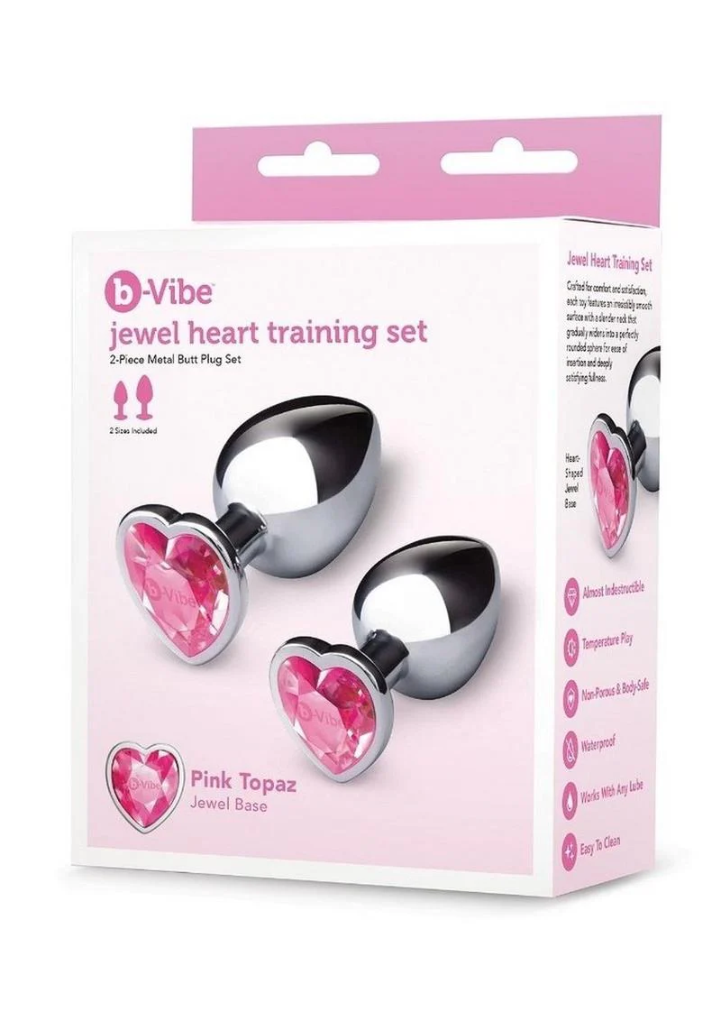 B-Vibe Jewel Heart Metal Butt Plug Training Set - Image 4