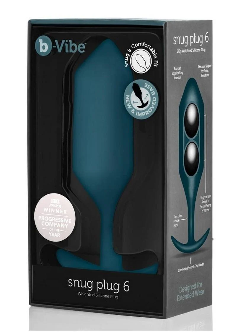 b Vibe Snug Plug Weighted Silicone Anal Plug Marine Blue - Image 4