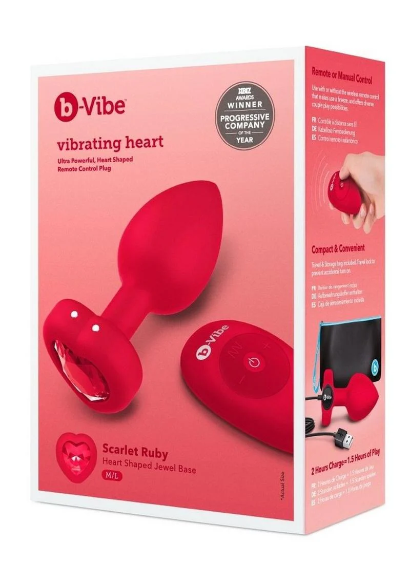 b-Vibe Vibrating Heart Shaped Jewel Anal Plug - Image 4