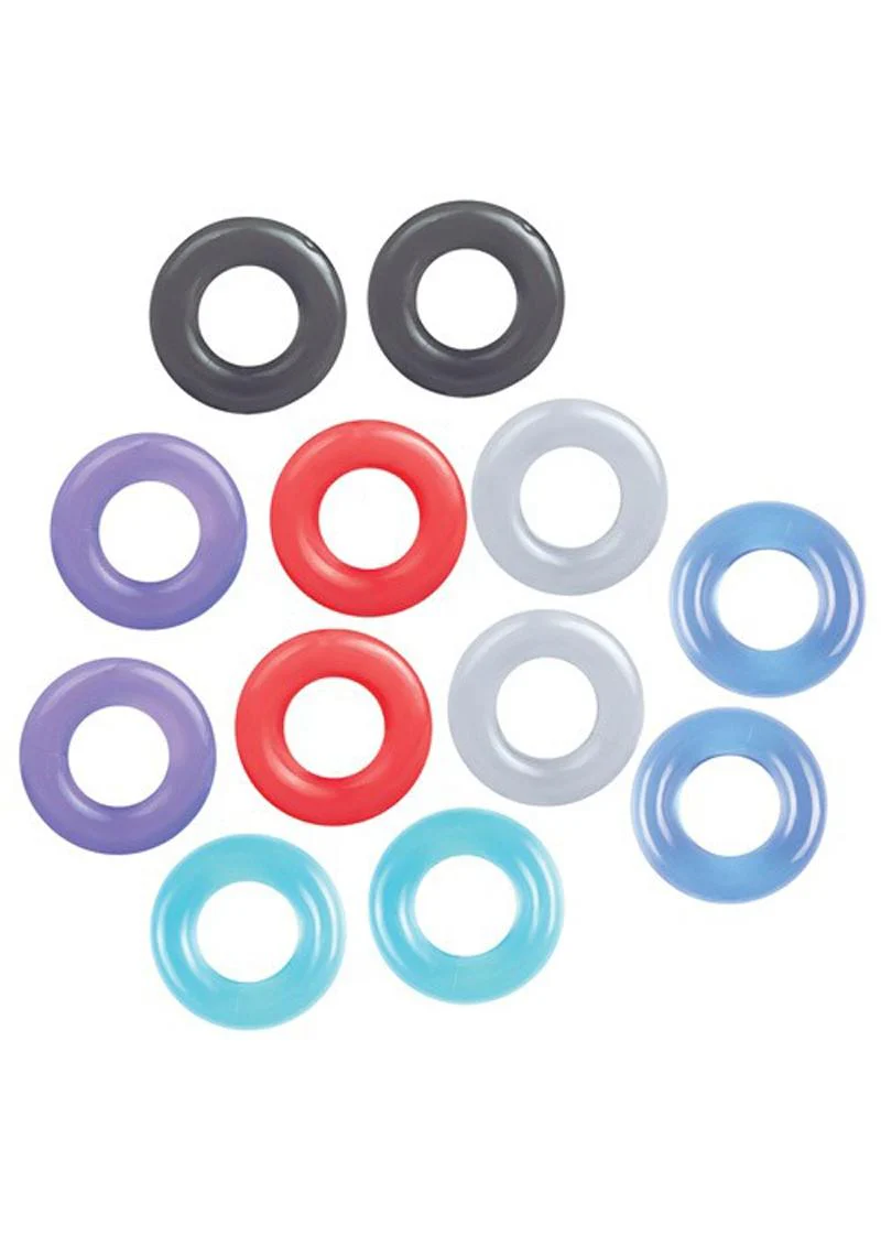 Baller’s Dozen 12-Piece Stretchy Cock Ring Set Assorted Colors