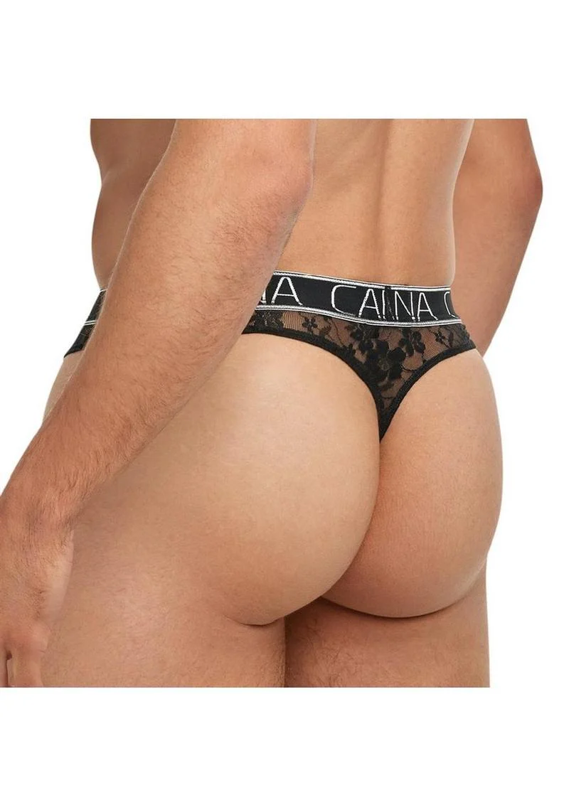 Banana Cabana Lace Nights Thong Sheer Floral Lace for Men - Image 2