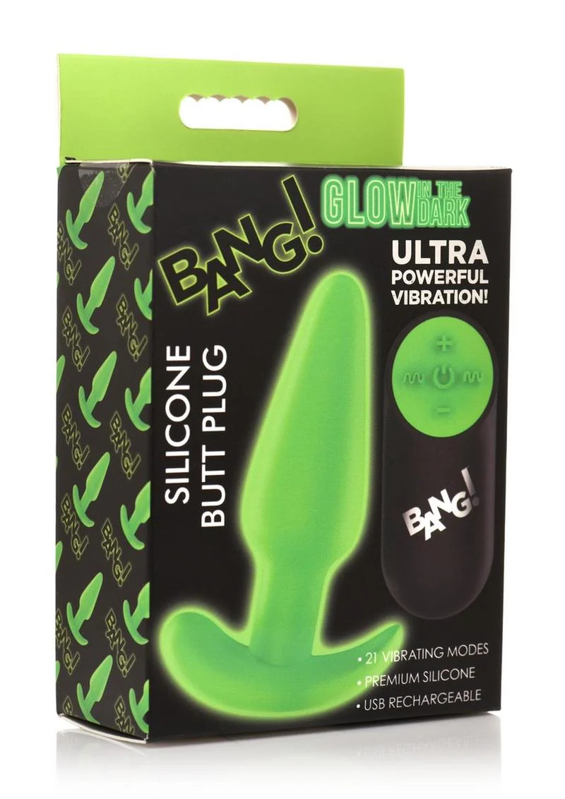 Bang! 21x Glow In The Dark Rechargeable Butt Plug with Remote - Image 4