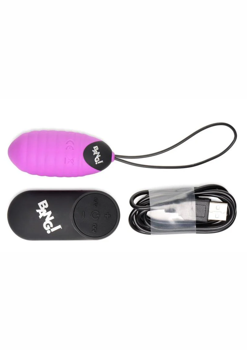 Bang! 28x Ribbed Rechargeable Silicone Egg With Remote Control - Image 3
