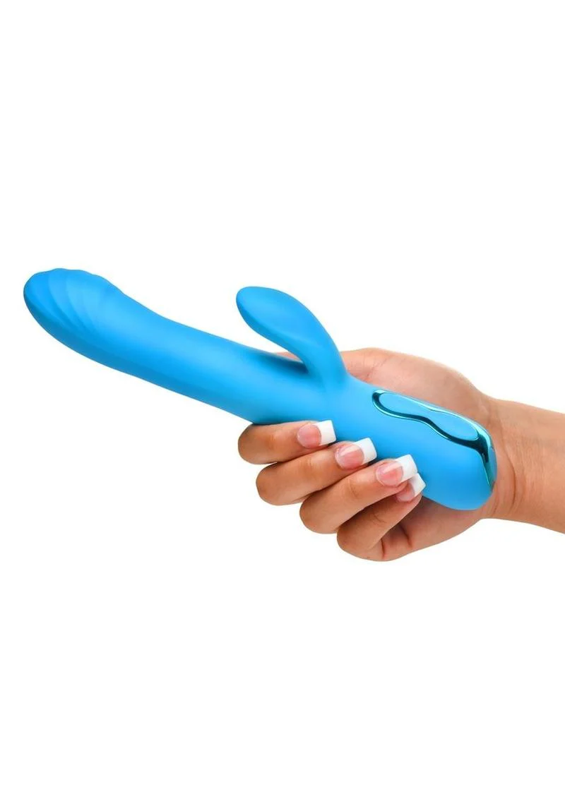 Bang! Blue Rotating Beaded Silicone Rabbit Vibrator - Image 3