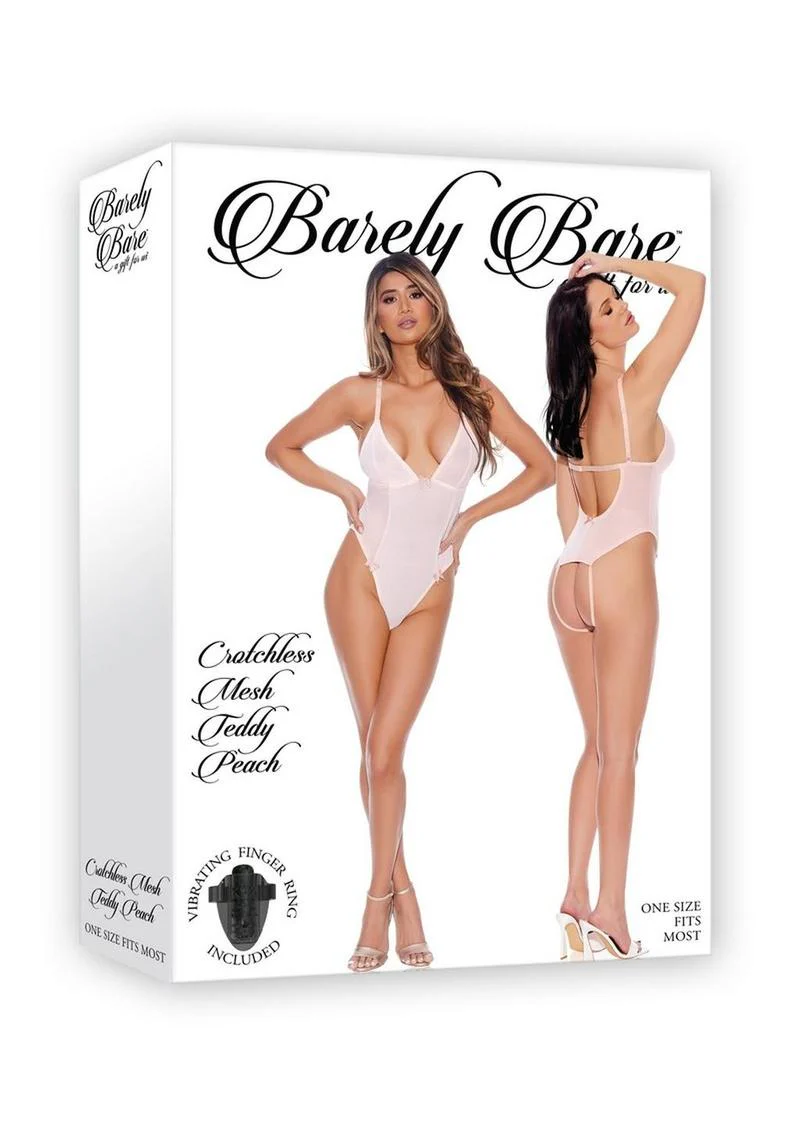 Barely Bare Crotchless Mesh Teddy with Vibrating Finger Ring - Image 5