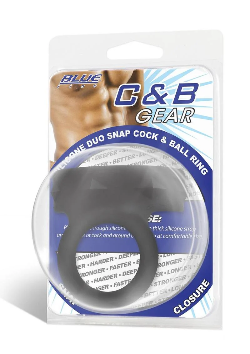 Blue Line Silicone Duo Snap Comfortable Cock And Ball Ring - Image 3
