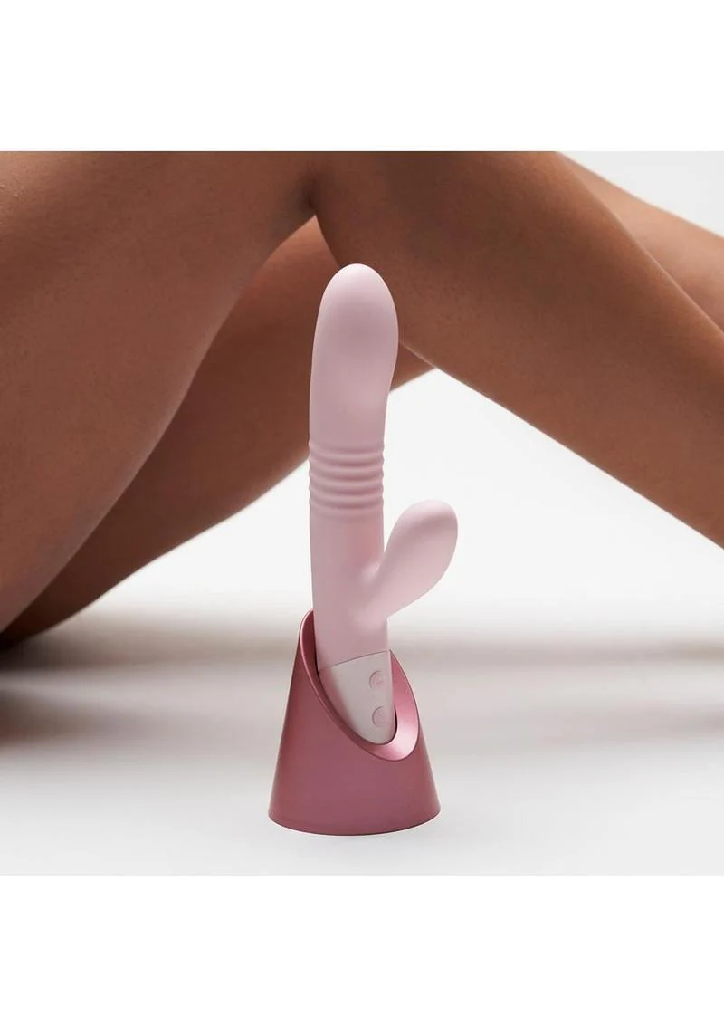 Blush Fraya Silicone Rabbit Vibrator with Charging Station - Image 3