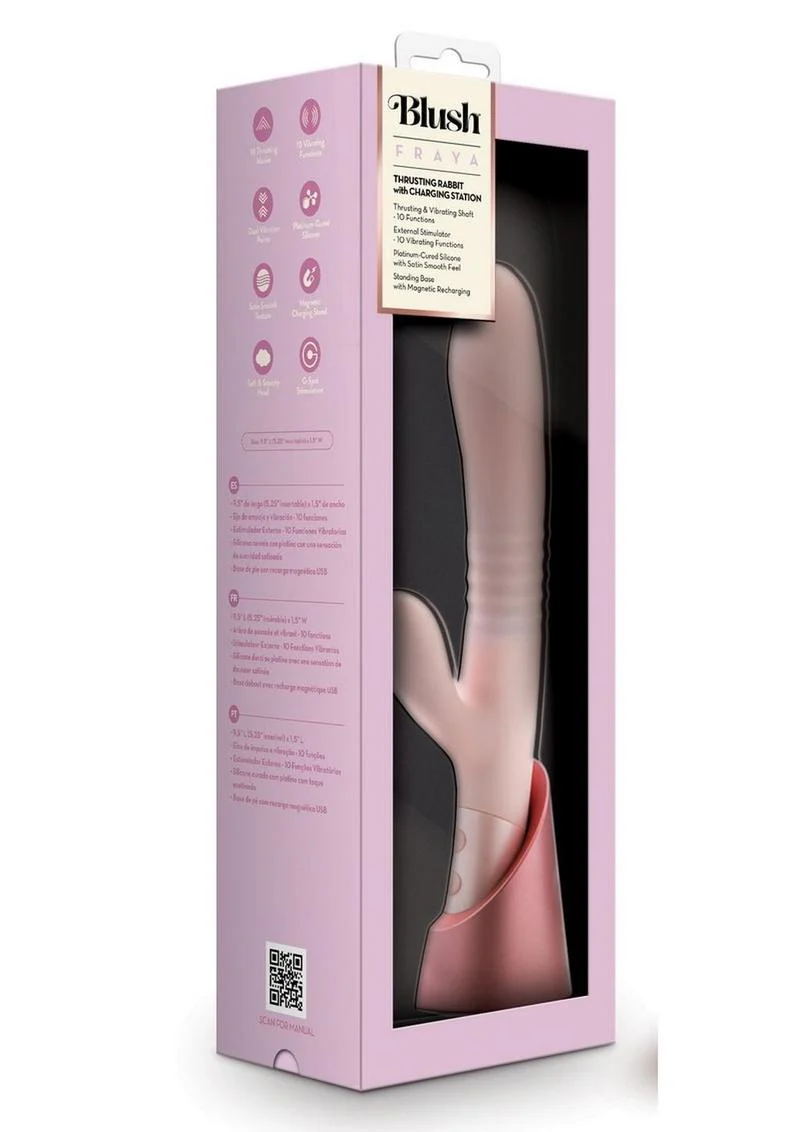 Blush Fraya Silicone Rabbit Vibrator with Charging Station - Image 4