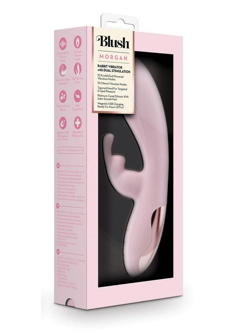 Blush Morgan Rechargeable Silicone Rabbit Vibrator - Image 4