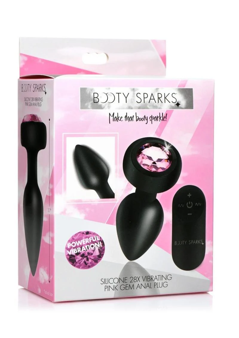 Booty Sparks 28X Silicone Vibrating Pink Gem Anal Plug - Image 4