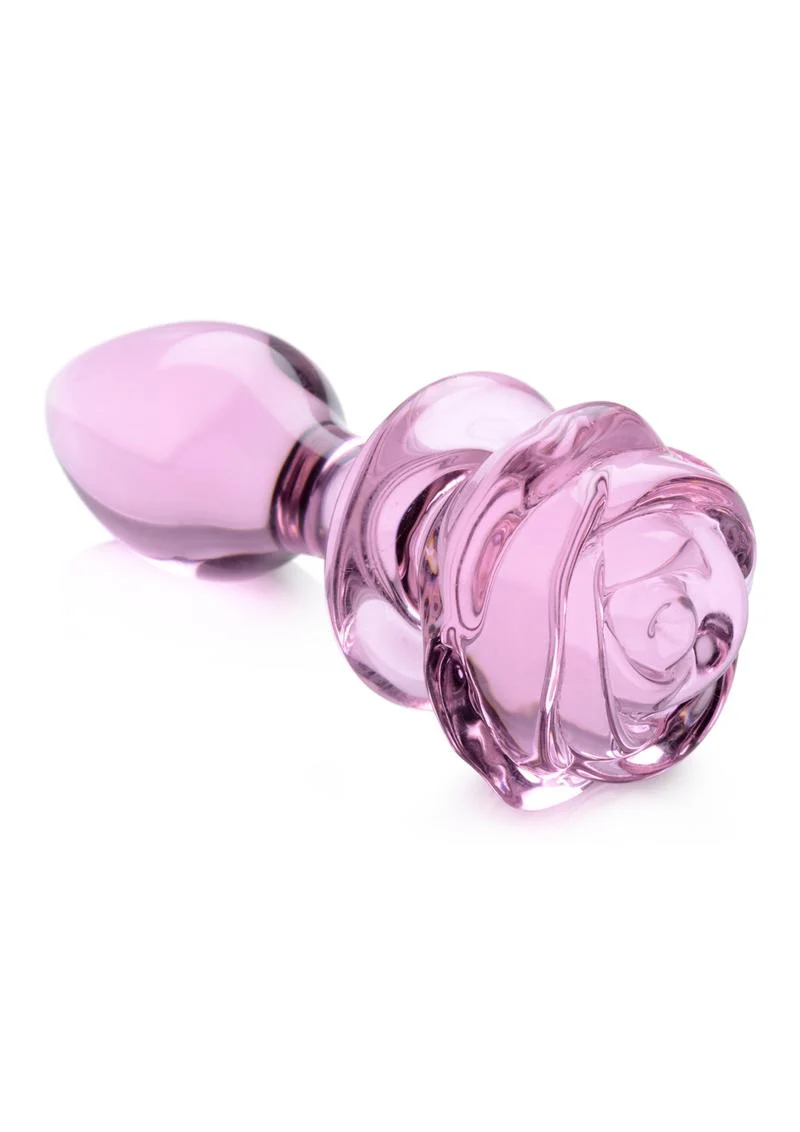 Booty Sparks Pink Rose Large Glass Anal Plug - Image 4