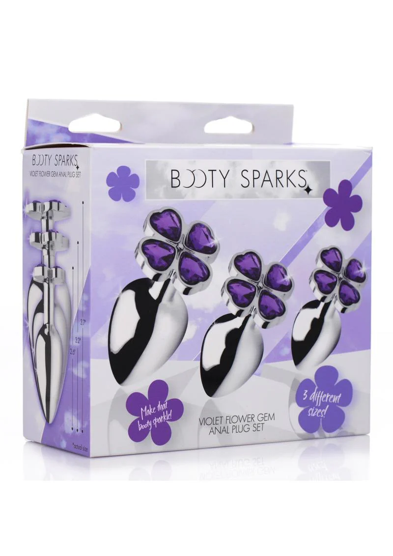 Booty Sparks Violet Flower Gem Anal Plug Set - Image 4