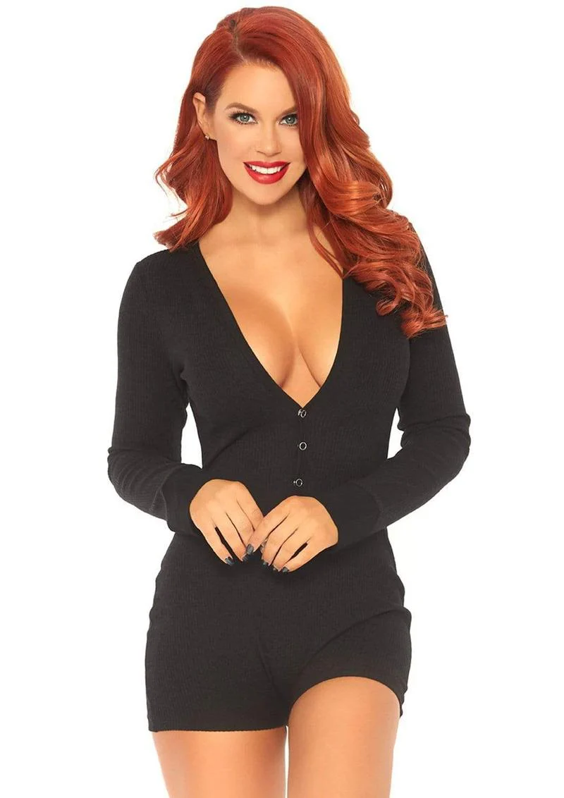 Brushed Rib Romper with Cheeky Snap Closure