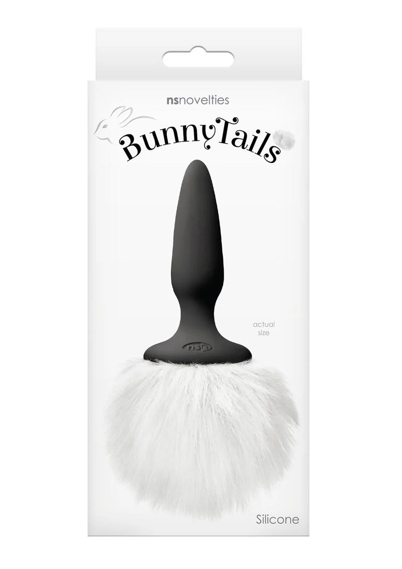 Bunny Tails Mini Silicone Butt Plug with White Fur Tail - Image 2