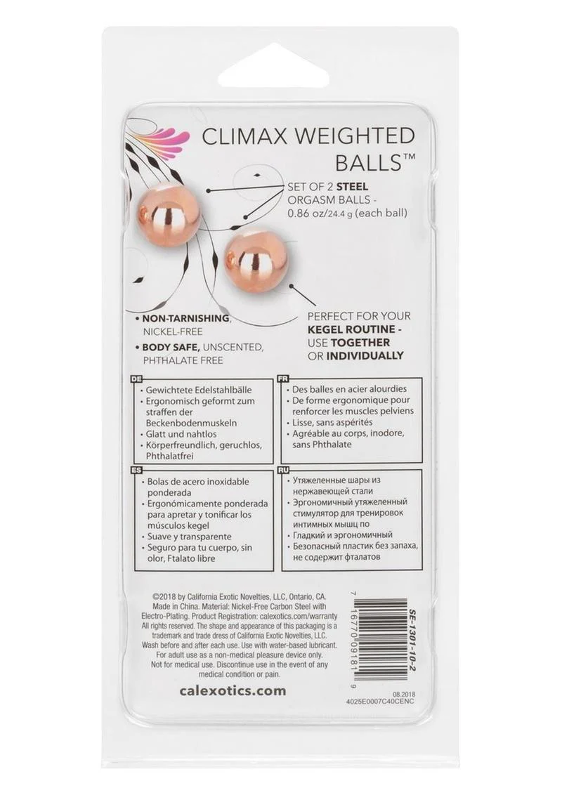 CalExotics Climax Weighted Rose Gold Steel Orgasm Kegel Balls - Image 4