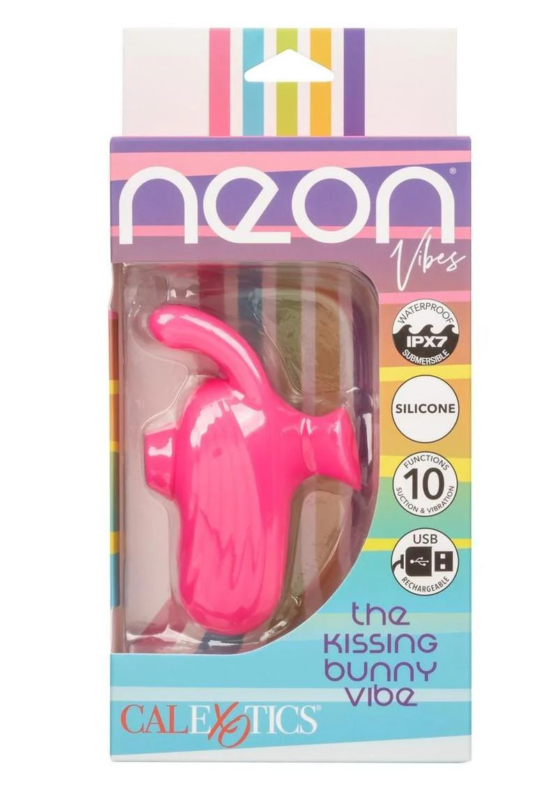 Calexotics Neon Vibes Kissing Bunny Rechargeable Silicone Vibrator - Image 4
