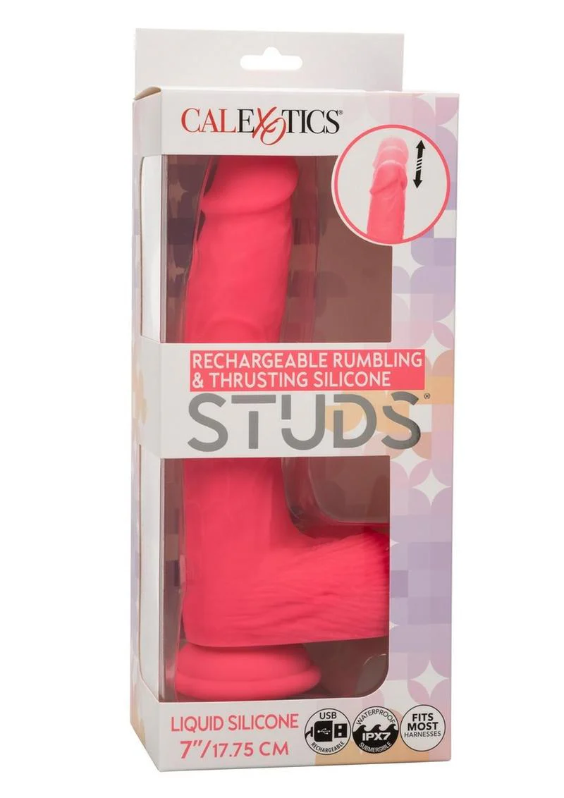 CalExotics Rumbling & Thrusting Silicone Studs Dildo - Image 4
