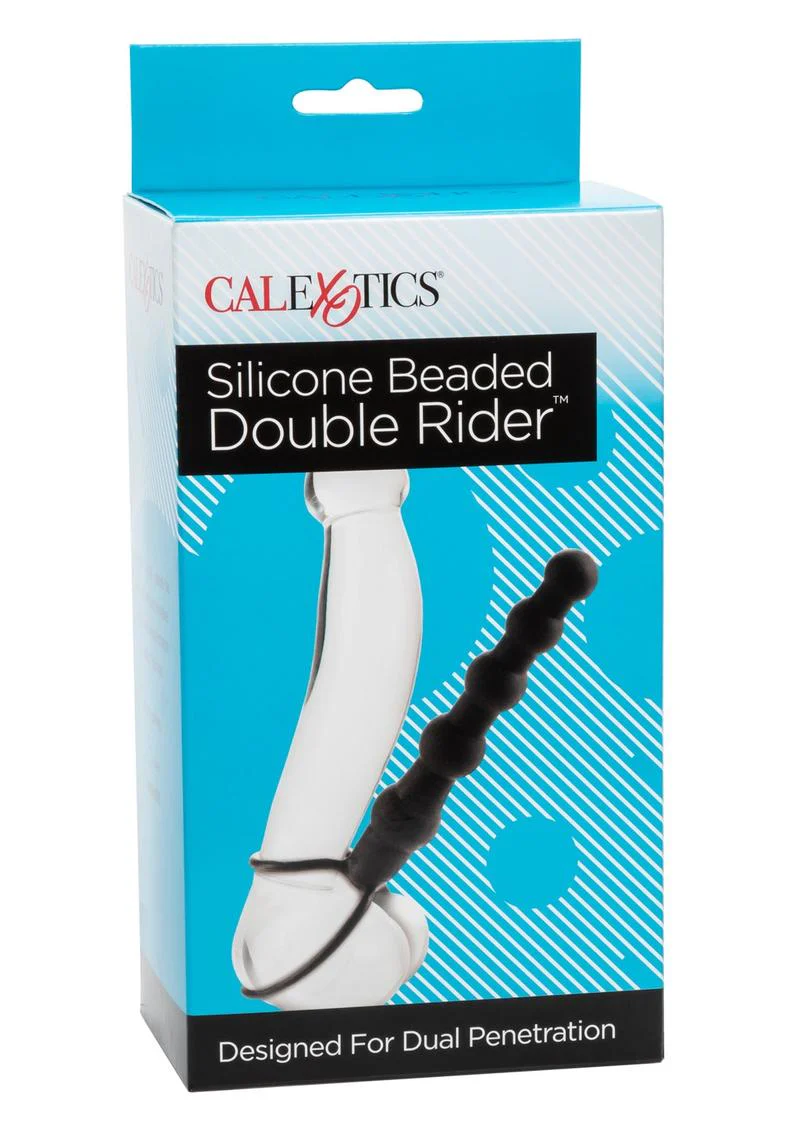 CalExotics Silicone Beaded Double Rider Anal Probe Cock Ring - Image 4