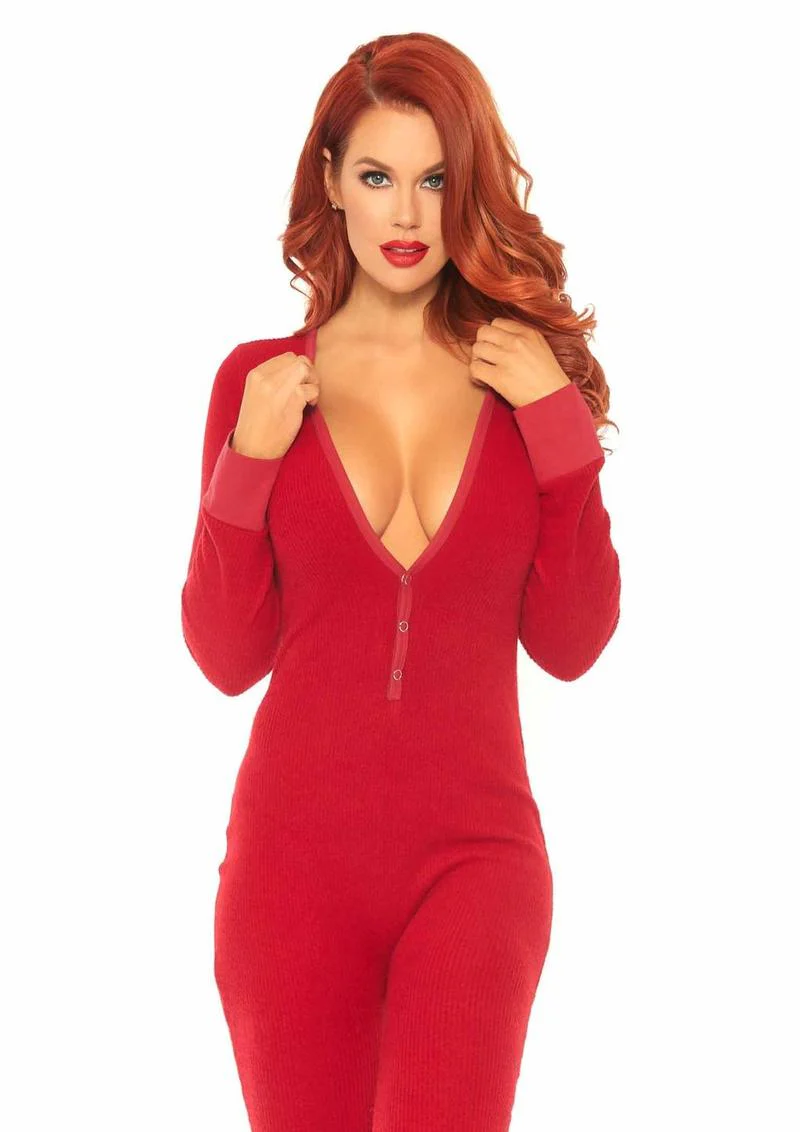 Cozy Brushed Rib Long Johns with Cheeky Snap Closure Back Flap - Image 13