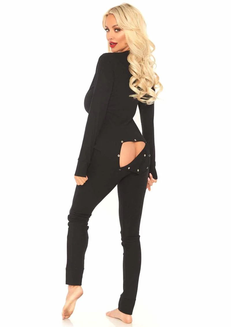 Cozy Brushed Rib Long Johns with Cheeky Snap Closure Back Flap - Image 4