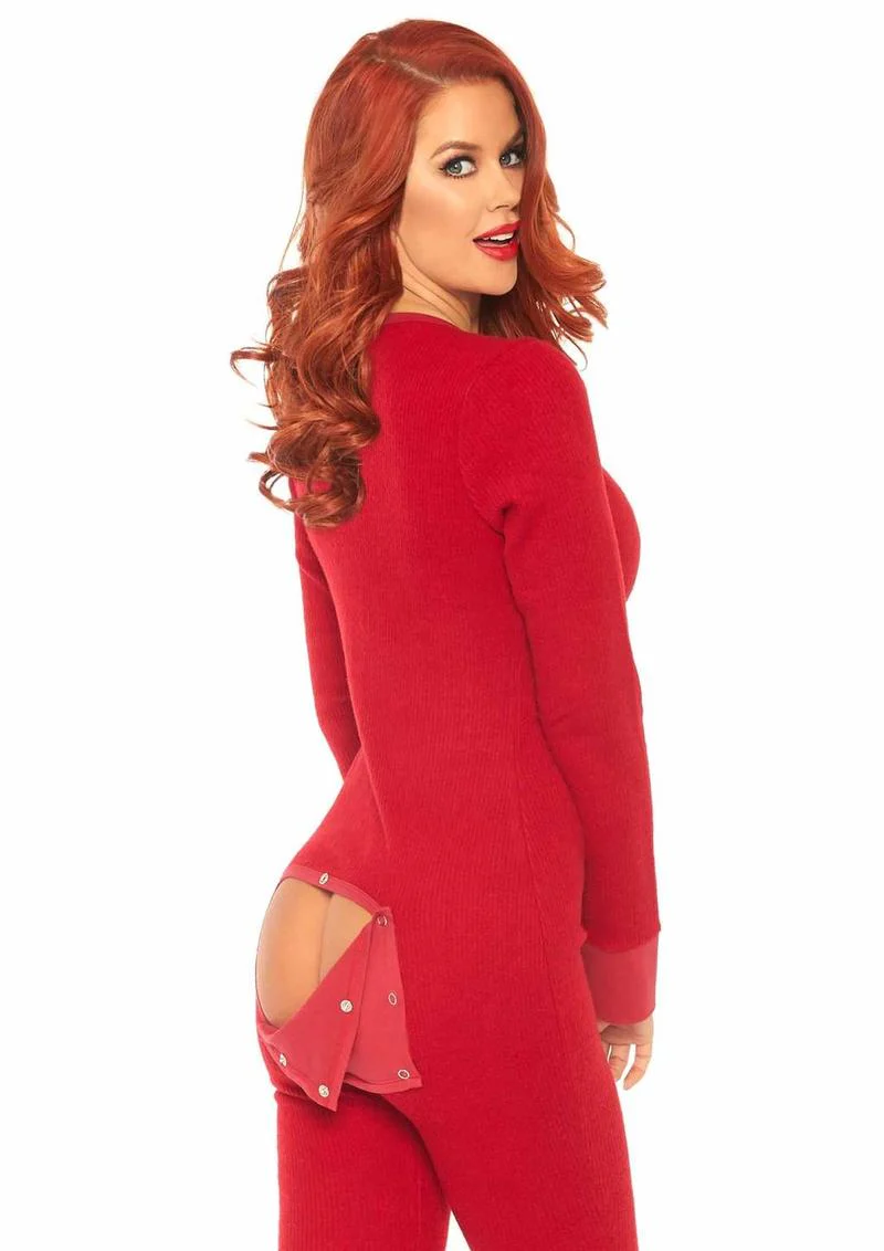 Cozy Brushed Rib Long Johns with Cheeky Snap Closure Back Flap - Image 6