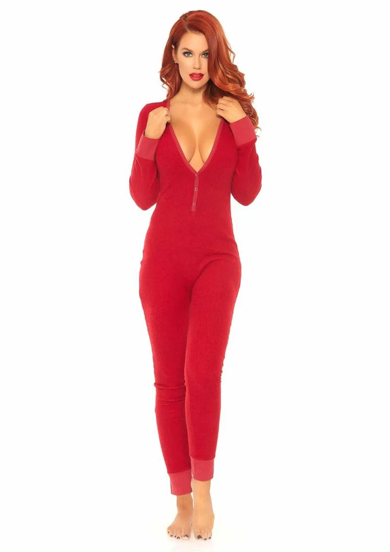 Cozy Brushed Rib Long Johns with Cheeky Snap Closure Back Flap - Image 7