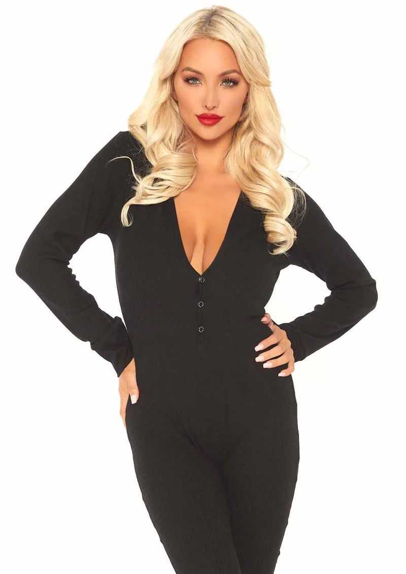 Cozy Brushed Rib Long Johns with Cheeky Snap Closure Back Flap - Image 9