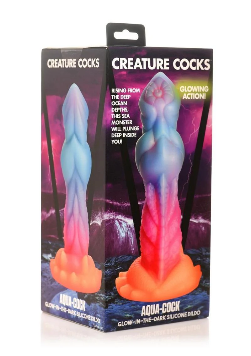 Creature Cocks Aqua-Cock Glow in the Dark Silicone Dildo - Image 4
