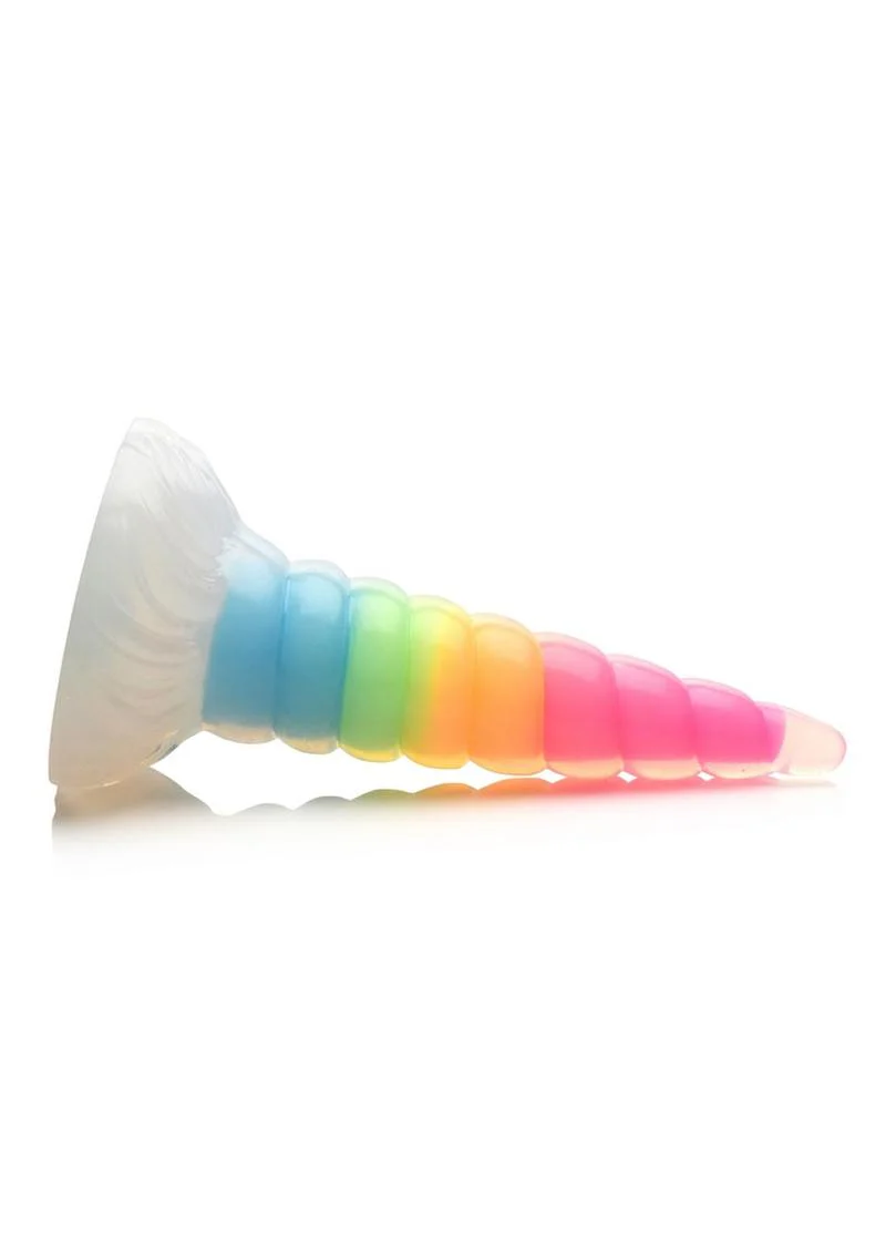 Creature Cocks Uni-Glow Glow-in-the-Dark Rainbow Silicone Dildo - Image 2