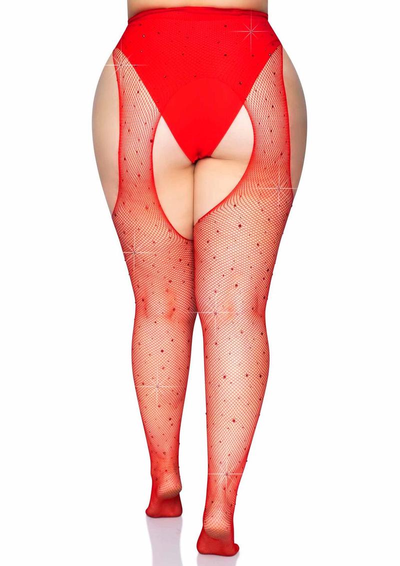 Crystalized Fishnet Suspender Pantyhose - Image 2