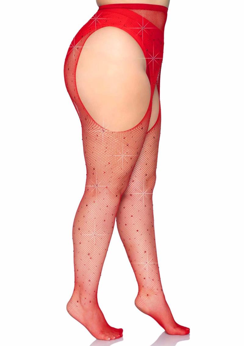 Crystalized Fishnet Suspender Pantyhose - Image 3