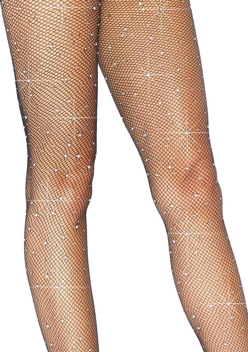 Crystalized Fishnet Tights With Rhinestones - Image 2