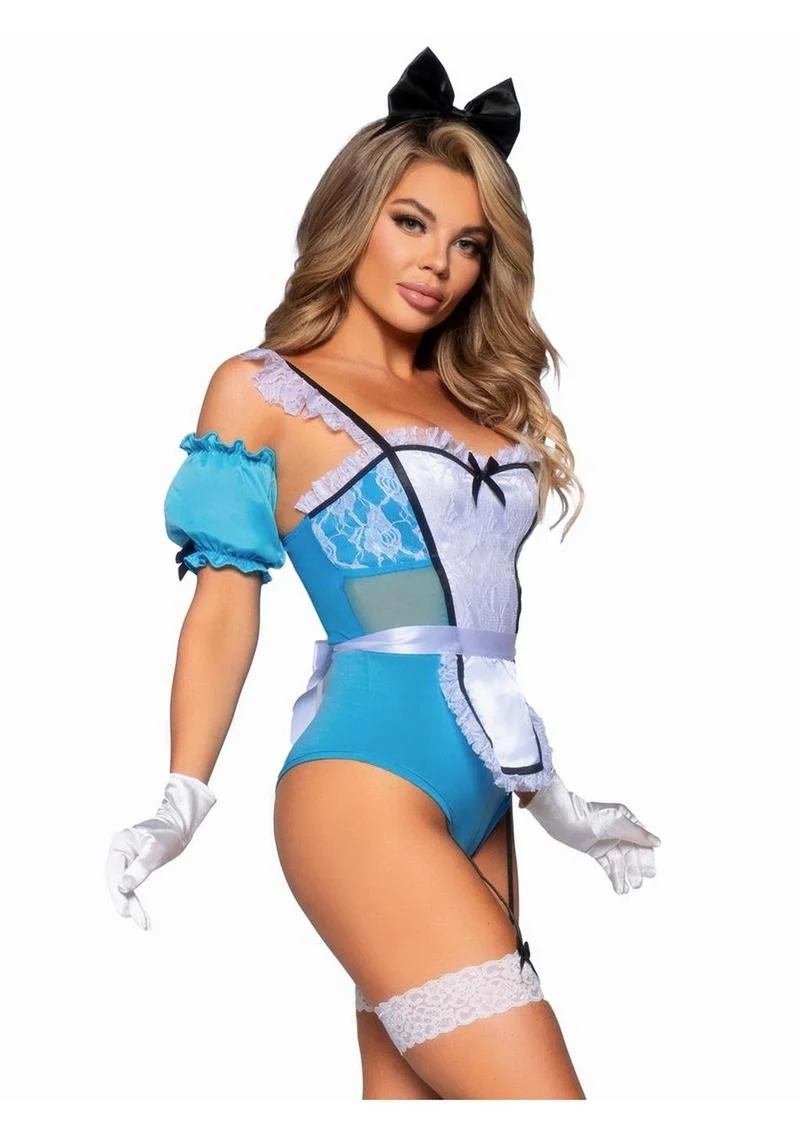 Curious Miss Alice Lace-Trimmed Garter Bodysuit - Image 2