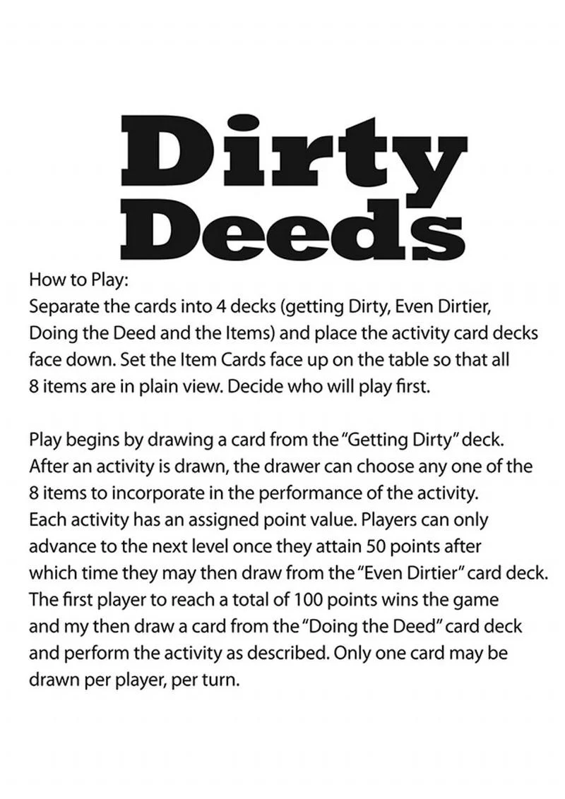 Dirty Deeds Couples Activity Card Game Fun And Erotic Challenges - Image 3