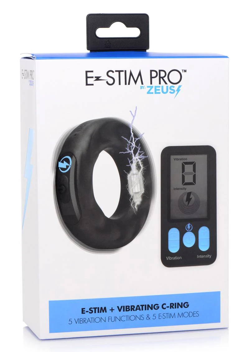 E-Stim Pro by Zeus Rechargeable Vibrating C-Ring with Remote Control - Image 3
