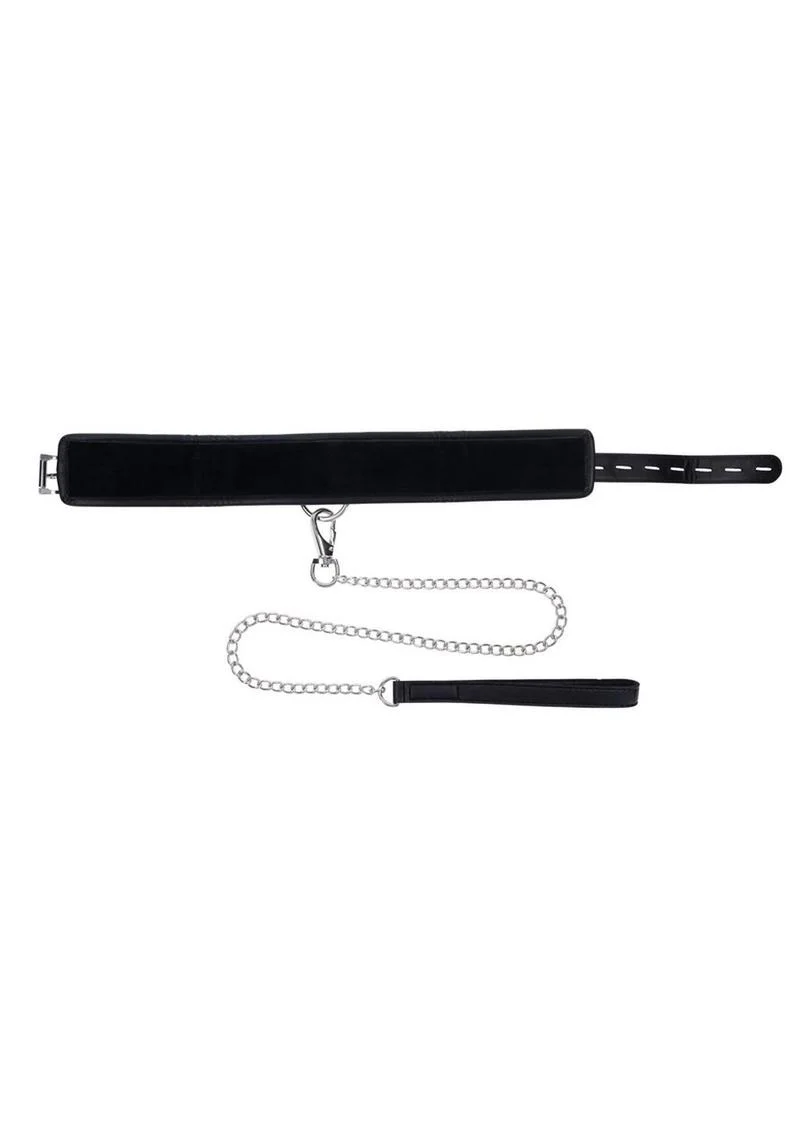Edge Collar & Leash Set – Black Leather with Chain - Image 3