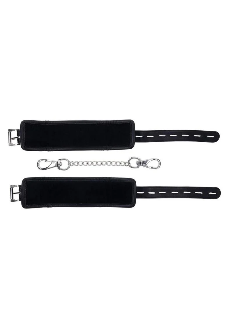 Edge Handcuffs with Chain Adjustable Black Bondage Restraints - Image 3