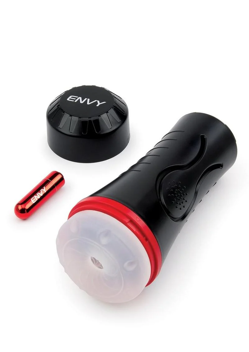 Envy Squeezable Clear Clutch Vibrating Discreet Textured Stroker - Image 2