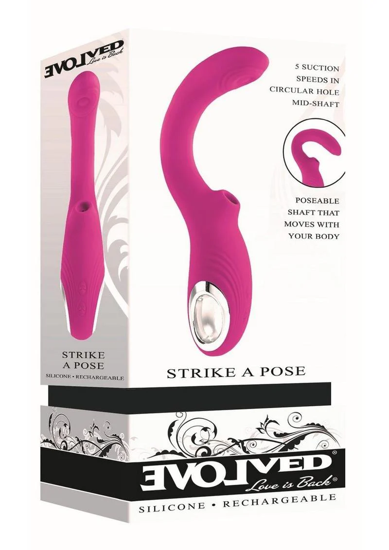 Evolved Strike A Pose Rechargeable Poseable Shaft Vibrator with Suction - Image 4