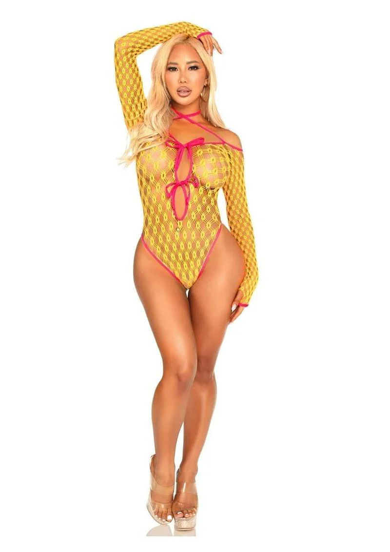 Eyelet Net Teddy With Tie-Front Keyhole Detail - Image 4