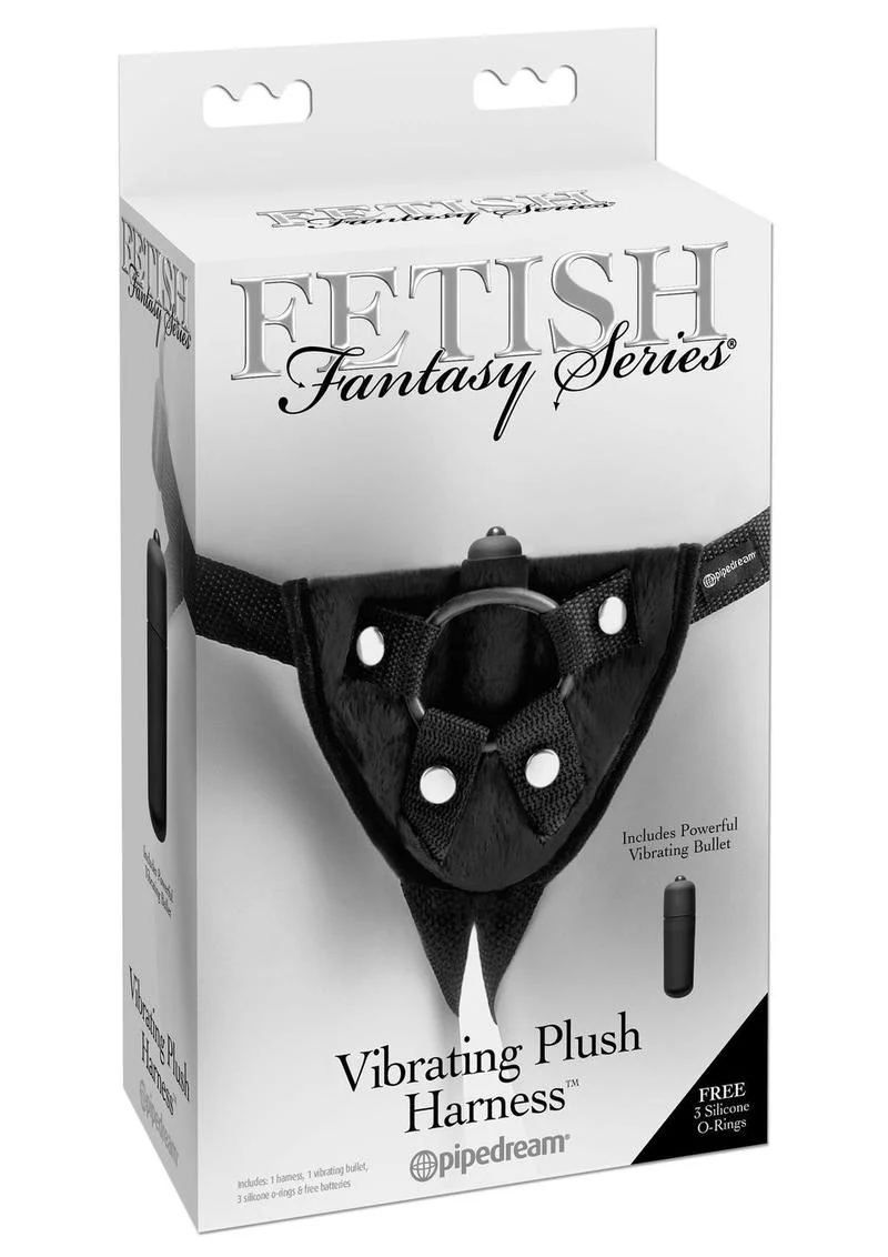 Fetish Fantasy Series Vibrating Plush Adjustable Harness - Black - Image 3